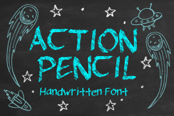 Action Pencil Font for Handmade Labels, Stickers, and Shop Branding