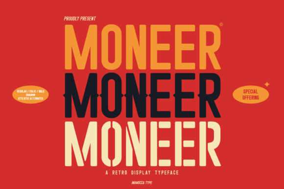 Moneer: A Retro Display Typeface for 70s-Inspired Branding